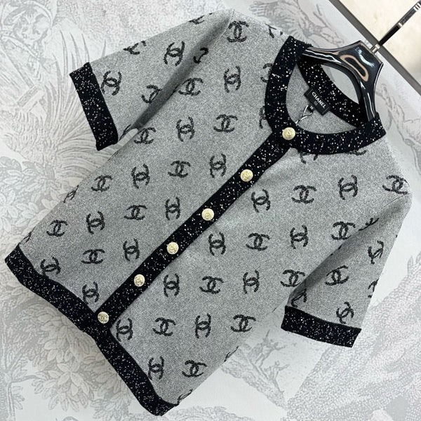 CHANEL KNIT SEQUIN SHORT SLEEVE CARDIGAN STYLE 276