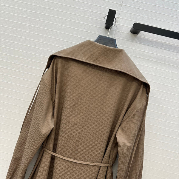 Hm Trench Coat H Dark Pattern Brown Cotton