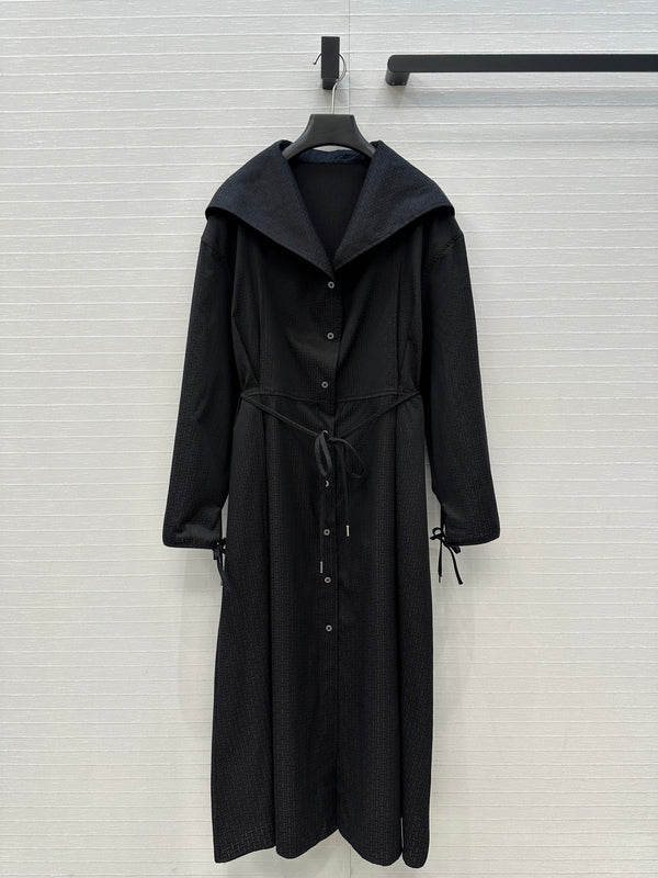 Hm Trench Coat H Dark Pattern Black Cotton