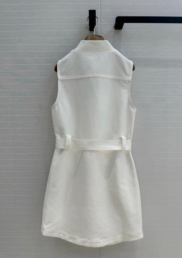 HM Majia Zipped Sleeveless Dress in White Cotton