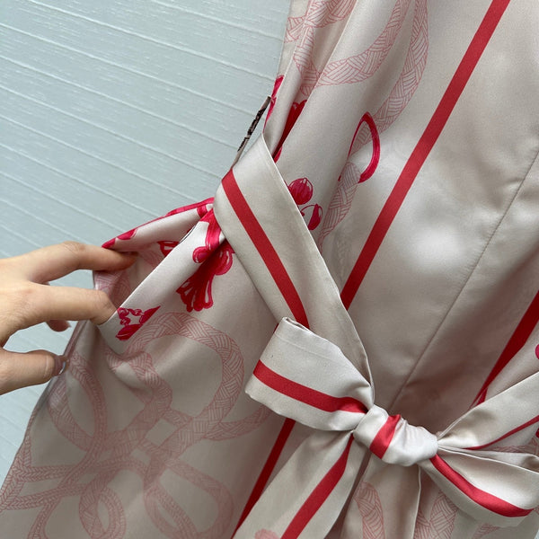 HM 25S Palefroi Remix Sleeveless Dress Graphic Print in Pink Silk