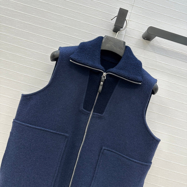 Gilet con zip HM 25S in cashmere blu