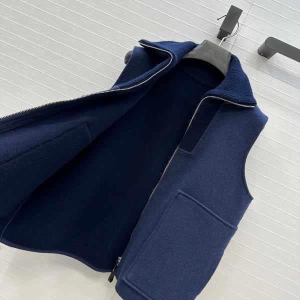 Gilet con zip HM 25S in cashmere blu
