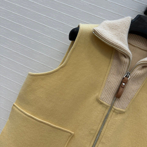 HM 25S Zipped Vest in Yellow Cashmere