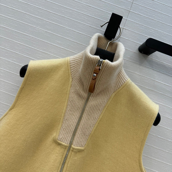 HM 25S Zipped Vest in Yellow Cashmere