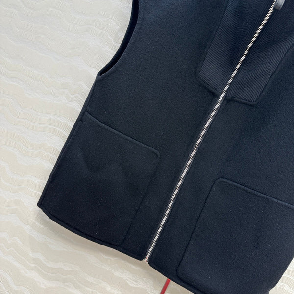 HM 25S Zipped Vest in Blue Wool and Cashmere