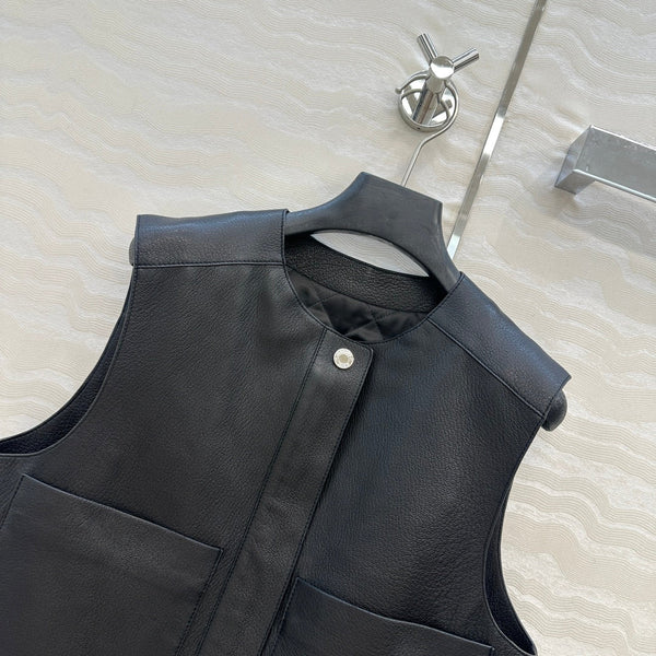 Gilet HM 25S in pelle di agnello nera 297455