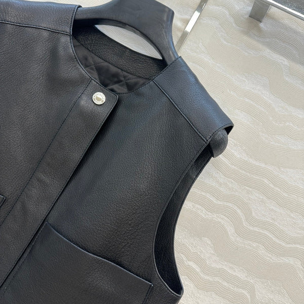 Gilet HM 25S in pelle di agnello nera 297455