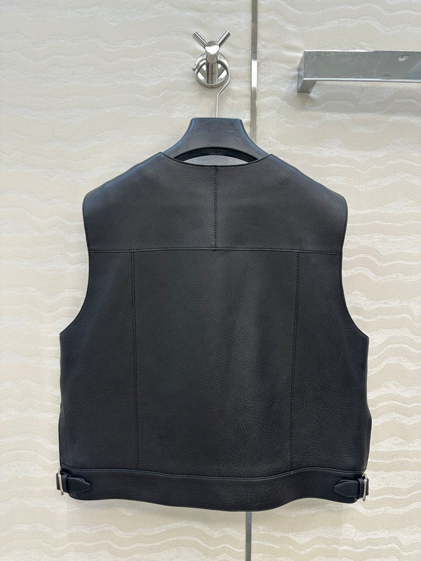 Gilet HM 25S in pelle di agnello nera 297455