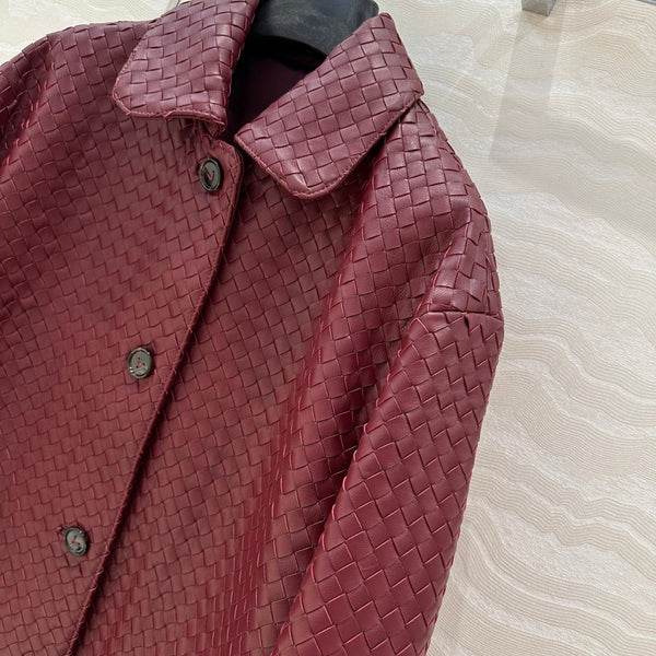 BV Jacket in Burgundy Lambskin