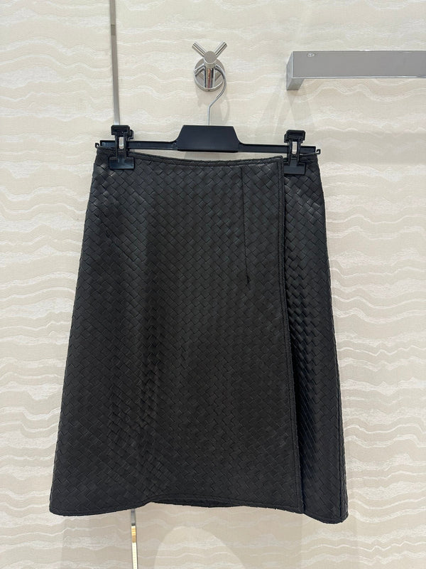 BV Skirt in Black Lambskin