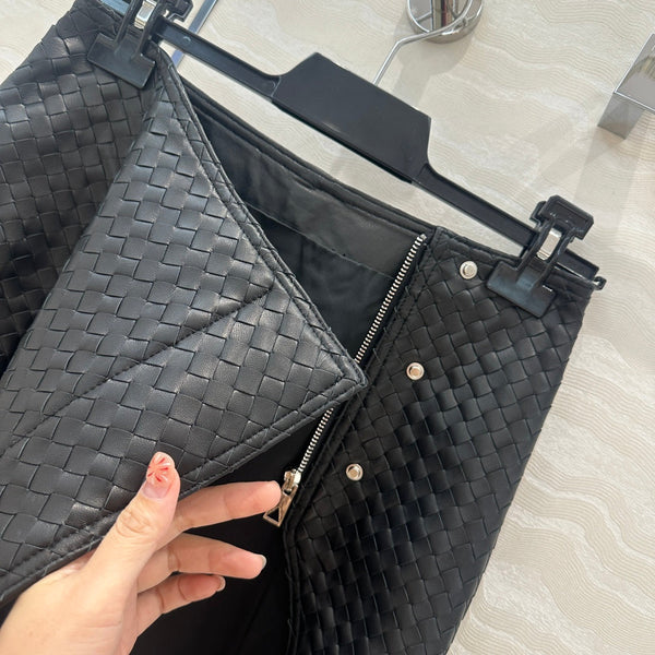 BV Skirt in Black Lambskin