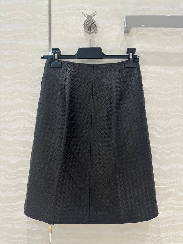 BV Skirt in Black Lambskin