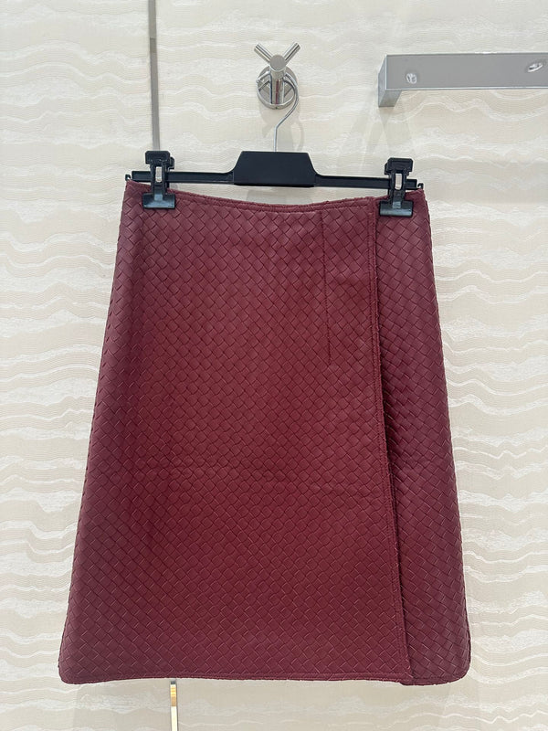 BV Skirt in Burgundy Lambskin
