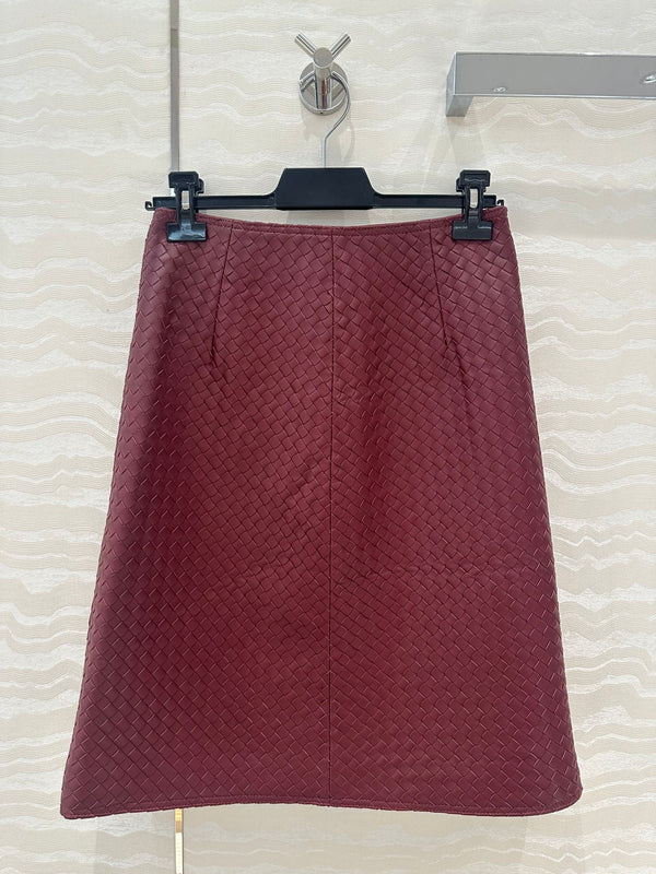 BV Skirt in Burgundy Lambskin