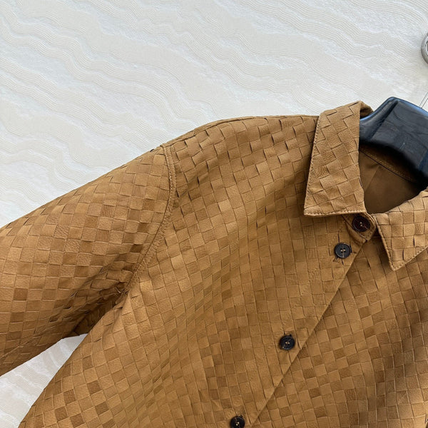 BV Shirt Jacket in Brown Cowhide Suede