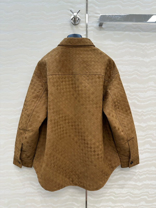 BV Shirt Jacket in Brown Cowhide Suede