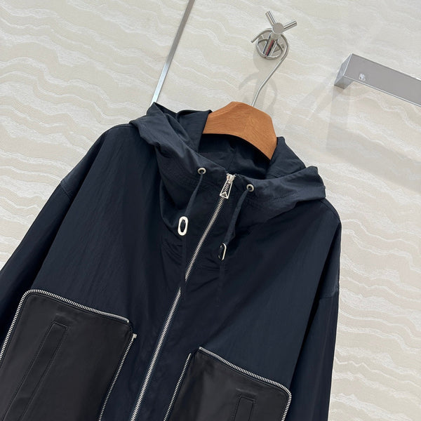 BV Silhouette Jacket Lambskin Pockets in Black Recycled Nylon