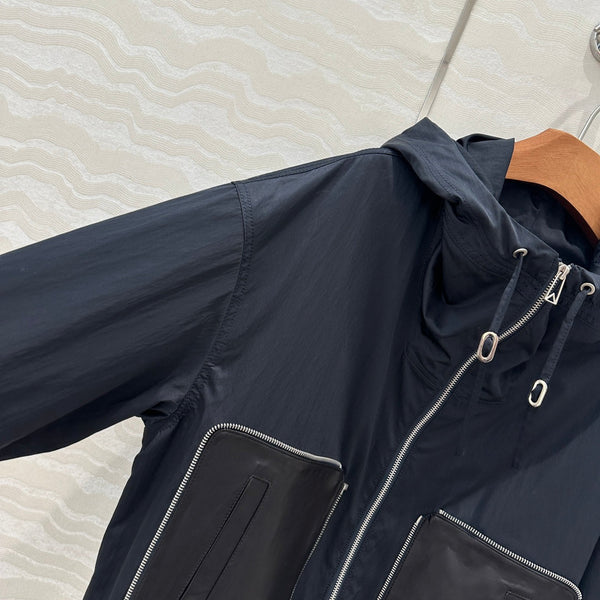 BV Silhouette Jacket Lambskin Pockets in Black Recycled Nylon