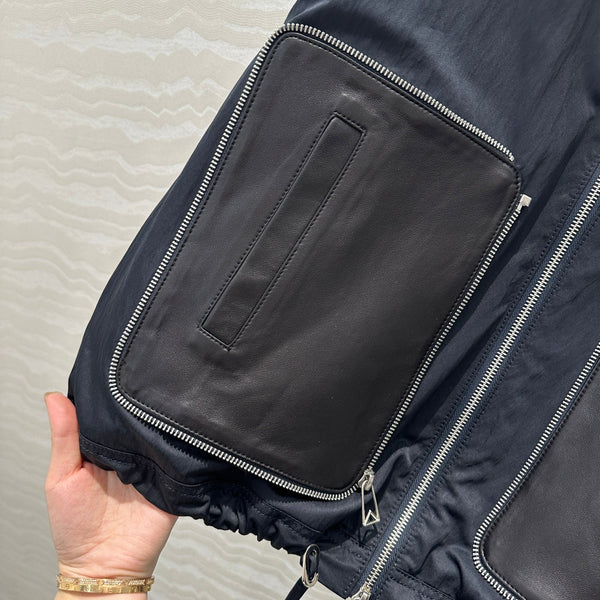 BV Silhouette Jacket Lambskin Pockets in Black Recycled Nylon