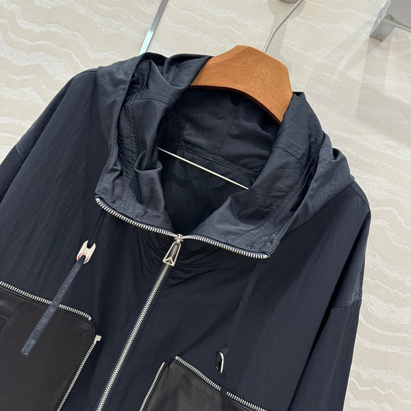 BV Silhouette Jacket Lambskin Pockets in Black Recycled Nylon