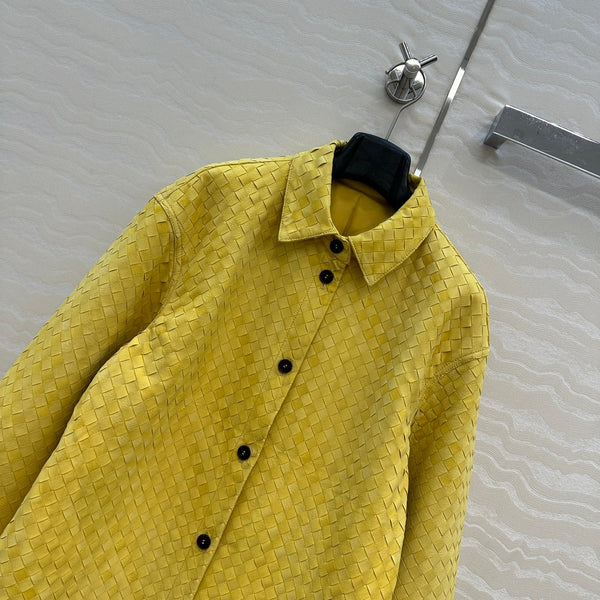 BV 25S Shirt Jacket In Yellow Cowhide Suede