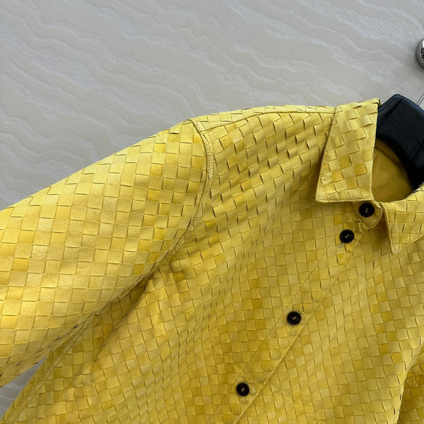 BV 25S Shirt Jacket In Yellow Cowhide Suede