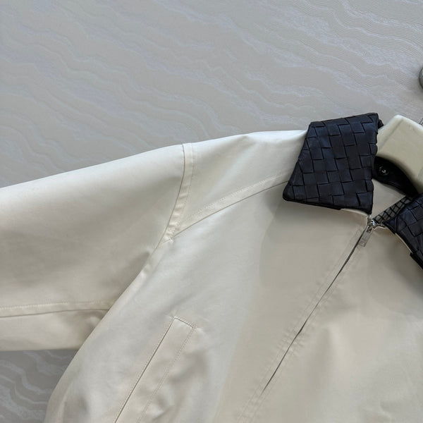 BV 25S Jacket Sheepskin Neck in White Cotton