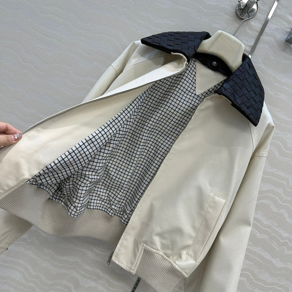 BV 25S Jacket Sheepskin Neck in White Cotton