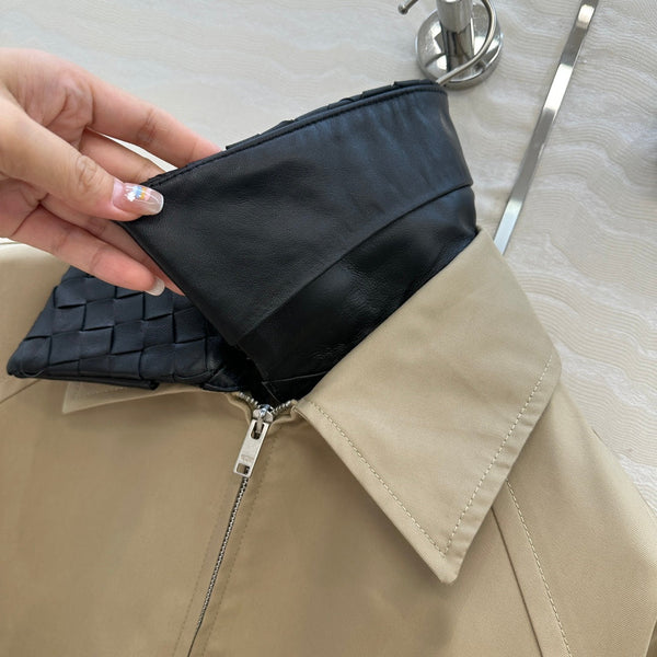 BV 25S Jacket Sheepskin Neck in Beige Cotton