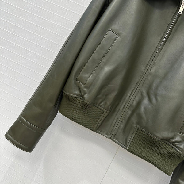 BV 25S Jacket in Olive Green Lambskin