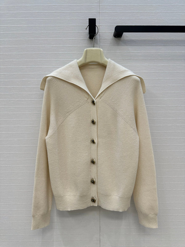 BV V-Neck Cardigan in White Cashmere