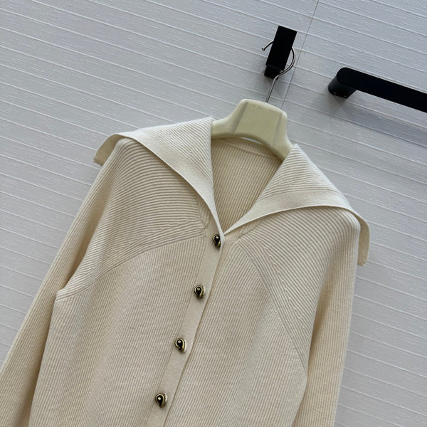 BV V-Neck Cardigan in White Cashmere