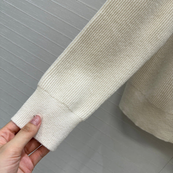 BV V-Neck Cardigan in White Cashmere