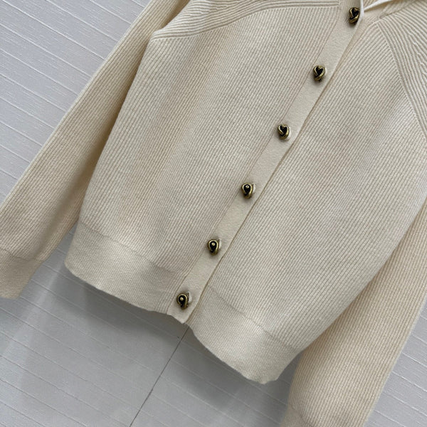 BV V-Neck Cardigan in White Cashmere