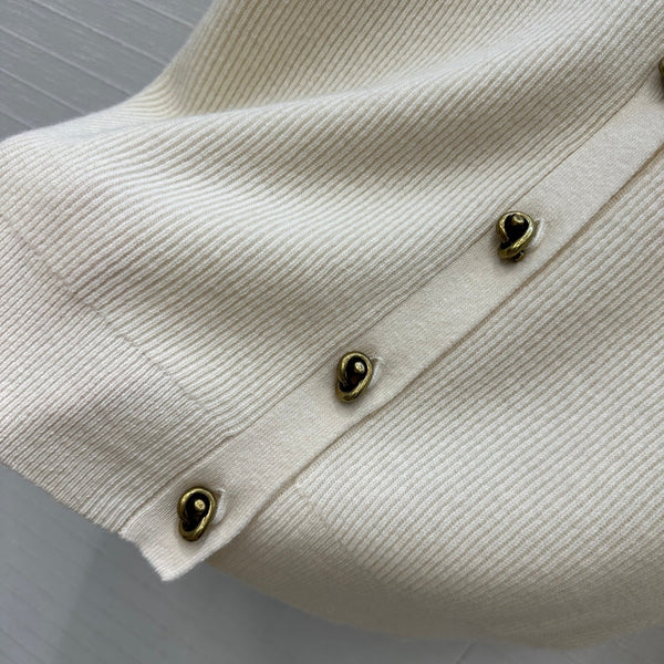 BV V-Neck Cardigan in White Cashmere