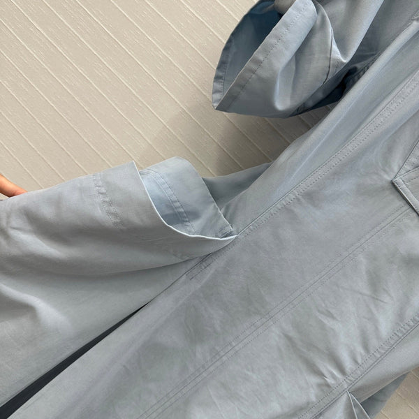 BV V-neck  Rolled-Up Sleeve Dress in Light Blue Tencel