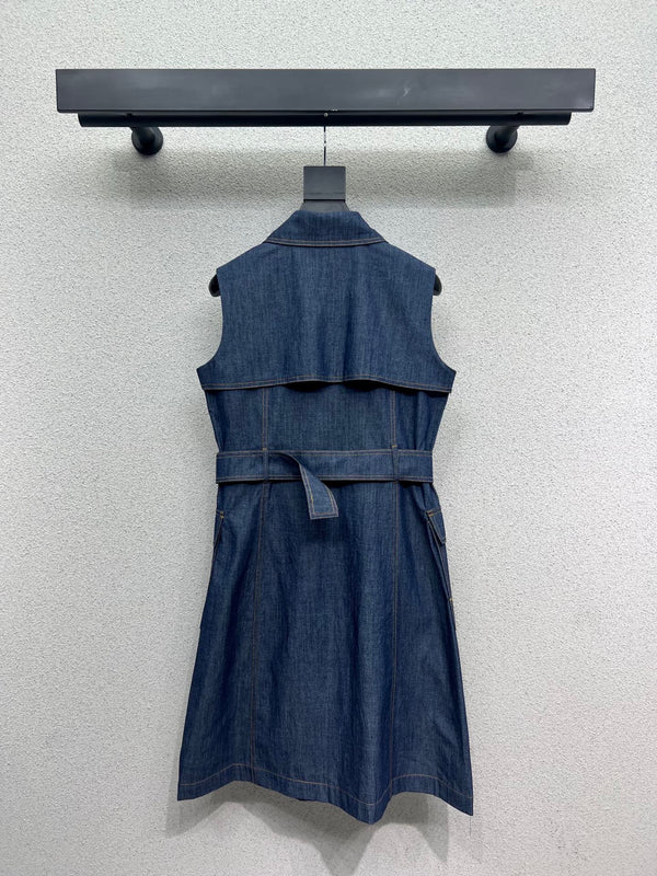 BV Vest Dress in Blue Denim