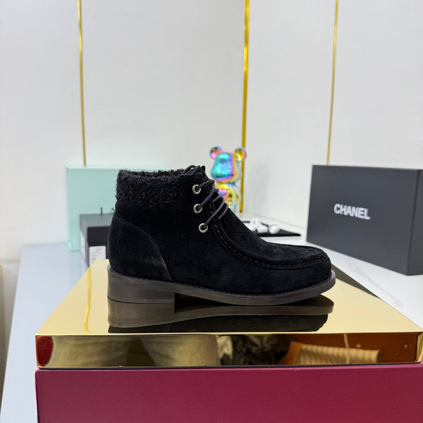 CC 25 Ankle Boots Black Suede Cowhide and Tweed 454710