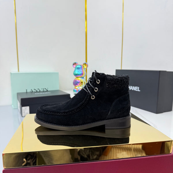 CC 25 Ankle Boots Black Suede Cowhide and Tweed 454710