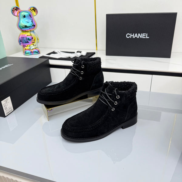 CC 25 Ankle Boots Black Suede Cowhide and Tweed 454710