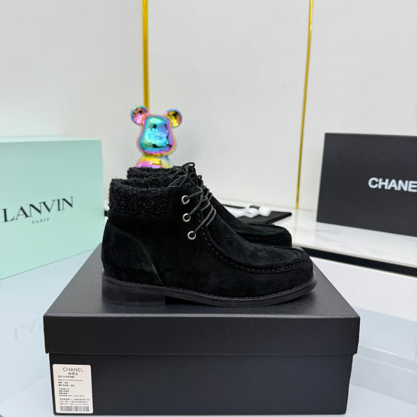 CC 25 Ankle Boots Black Suede Cowhide and Tweed 454710