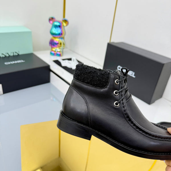 CC 25 Ankle Boots Black Cowhide and Tweed 454711