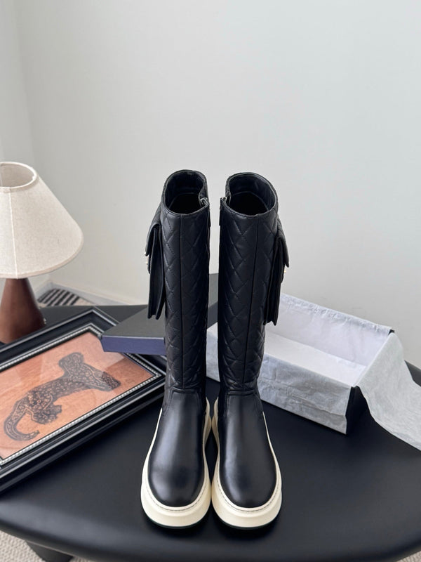 CC 25K Backpack Bucklet High Boots Black Sheepskin 458708