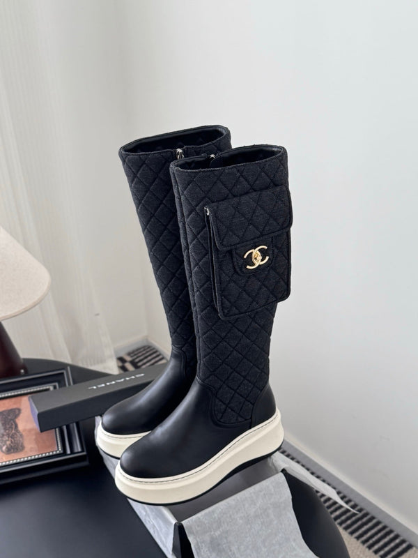 CC 25K Backpack Bucklet High Boots Black Sheepskin 458709