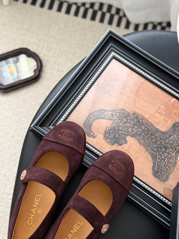 CC 25K Mary Jane Flats Burgundy Suede 458763