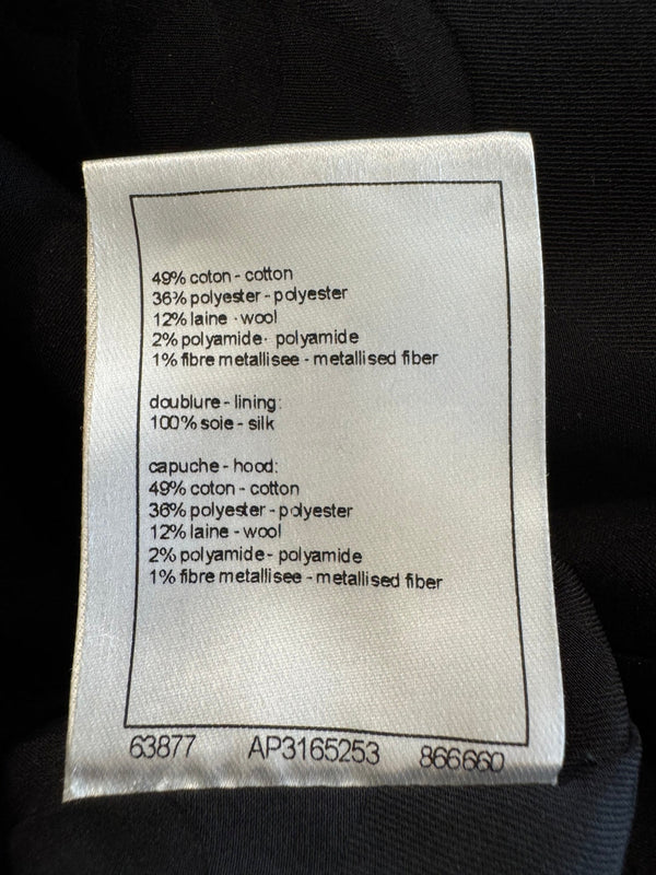 Giacca in tweed con cappuccio a quadri neri CC 25B