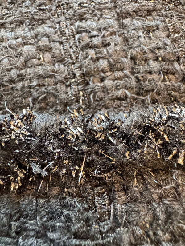 Giacca in tweed con cappuccio a quadri neri CC 25B