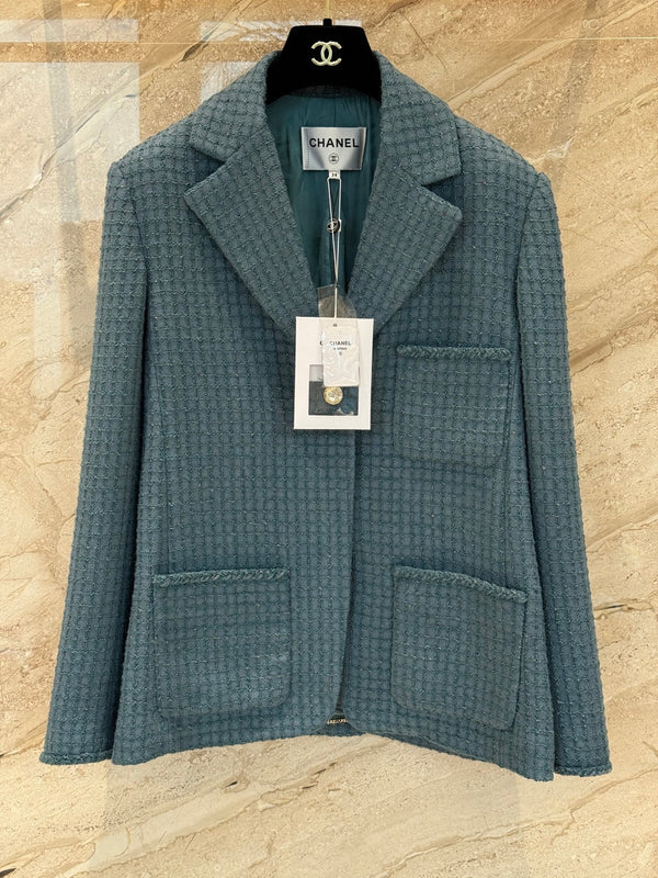 CC 25B Peacock Green Tweed Vest Jacket