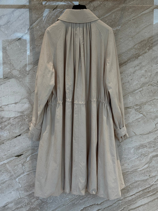 CC 25B Hidden Logo Trench Long Coat Beige Cotton